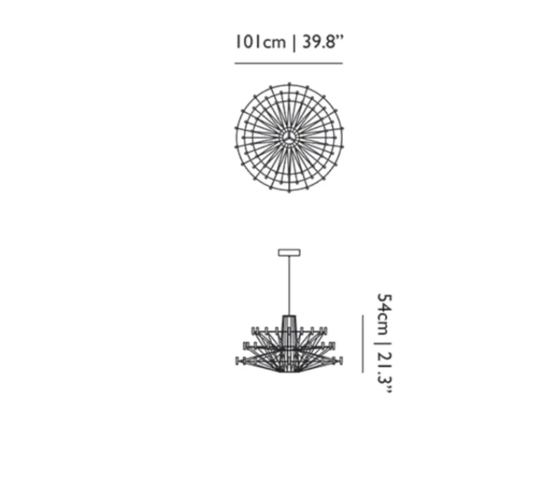 Suspension*Moooi Lustre, Coppélia, large, noir, câble 10m, LED, 2700k, 600lm, Ø101cm, H54cm - noir et blanc