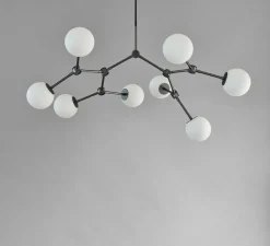 Lustre, Drop Bulp Mini, verre opalin et laiton brun oxydé, L87cm, H71cm - 101 COPENHAGEN