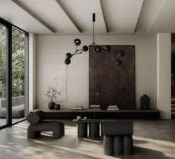 Suspension*101 Copenhagen Lustre, Drop Globe Big, , L150cm, H85cm - noir brûlé