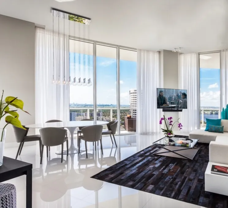 Lustre, Drop Led, verre transparent, chrome, L91cm, H170cm - Alma light