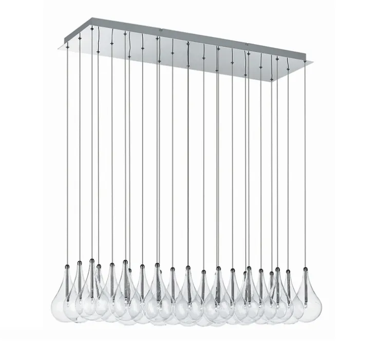 Lustre, Drop Led, verre transparent, chrome, L91cm, H170cm - Alma light