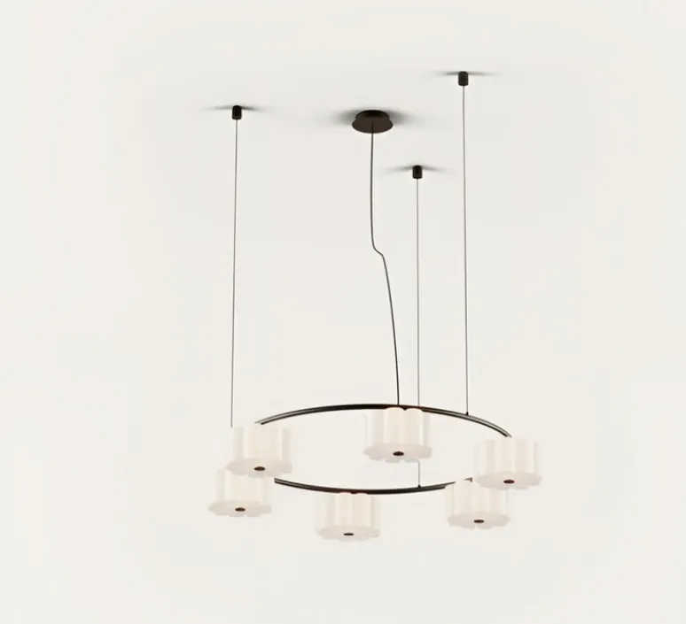 Suspension*Aromas del Campo Lustre, Flow C1339/6, , Ø80cm, H10cm- noir, verre opalin