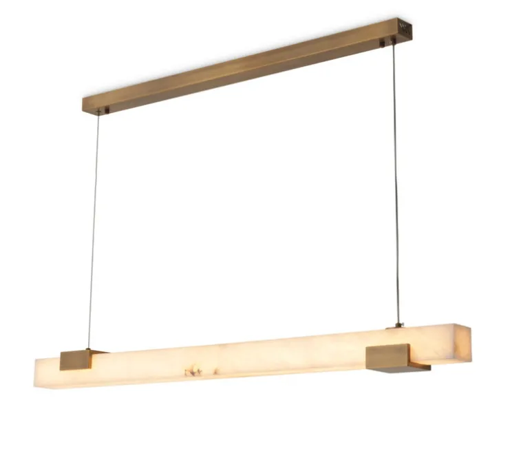 Lustre, Furore, Albâtre, laiton antique, LED, dim, 2700K, 2830 lm, L120cm, H8cm-Eichholtz