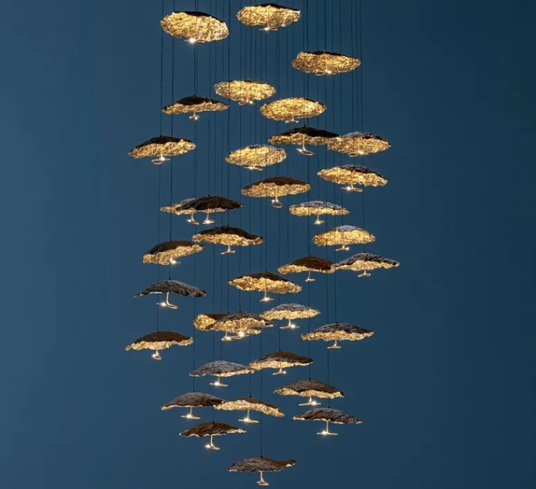 Suspension*Catellani & Smith Lustre, Gold Moon 25, , LED, dim, 2700K, 1575 lm, Ø78cm, H300cm - noir, or, cuivre