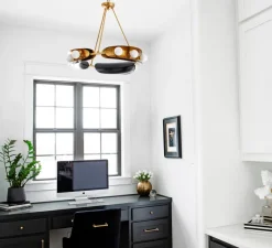 Suspension*Hudson Valley Lighting Lustre, Hopper, , Ø81,2cm, H63,5cm - bronze brossé, laiton vintage