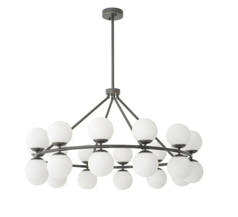 Suspension*Eichholtz Lustre, Hutchinson, bronze, verre opal, Ø115cm, H65cm - noir