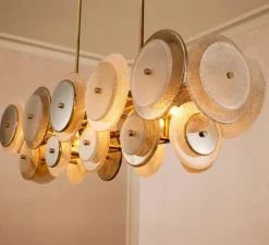 Lustre, Hyde, Verre fumé, laiton vintage, L140cm, H39cm - Eichholtz