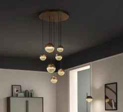 Lustre, Iglù S7, bronze, LED, dim, 3000K, 6700 lm, Ø60cm, H150cm - Masiero