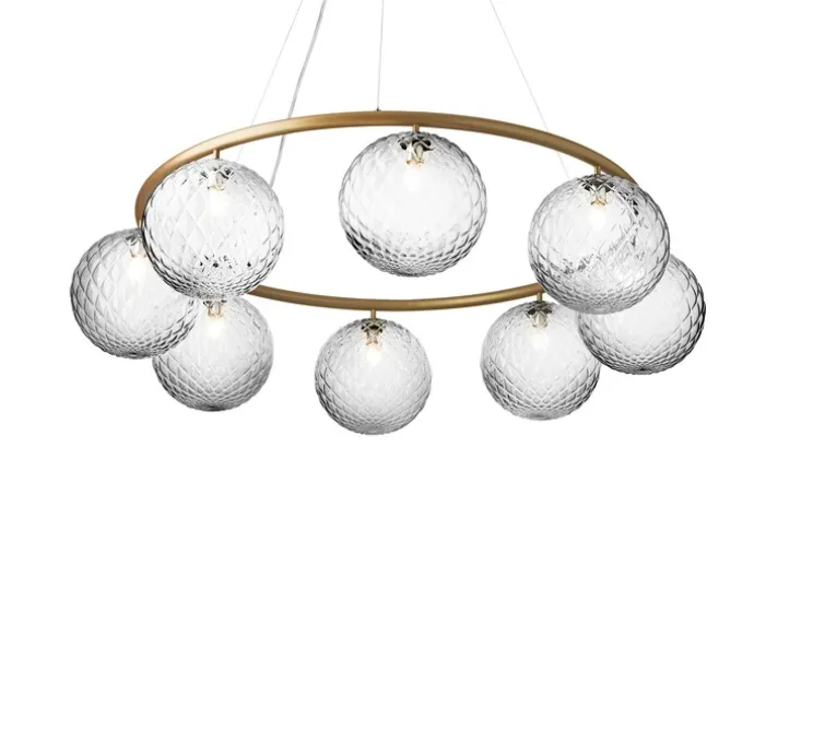 Lustre, Miira 8 Circular, Laiton, transparent, Ø100cm, H20cm - Nuura