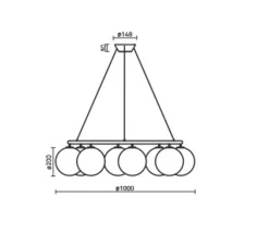 Lustre, Miira 8 Circular, Laiton, transparent, Ø100cm, H20cm - Nuura