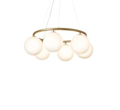 Lustre, Miira 6 Circular, laiton, verre opalin, Ø80cm, H20cm - Nuura