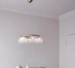 Suspension*Nuura Lustre, Miira 6 Circular, , Ø80cm, H20cm - Laiton, transparent