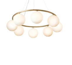 Suspension*Nuura Lustre, Miira 8 Circular, , Ø100cm, H20cm - laiton, verre opalin