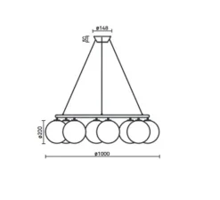 Suspension*Nuura Lustre, Miira 8 Circular, , Ø100cm, H20cm - laiton, verre opalin