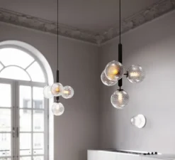 Lustre, Miira 4, noir, globe transparent, Ø38cm, H46,5cm - Nuura