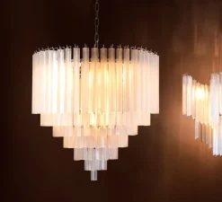 Suspension*Eichholtz Lustre, Nova, , verre dépoli, Ø60cm, H60cm - nickel