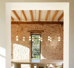 Suspension*Contain Lustre, Nuvol 10, , L270cm, H20cm - laiton brossé, verre brillant