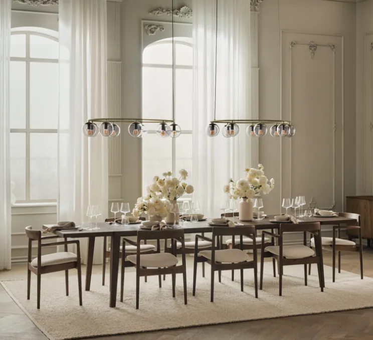 Lustre, Orb, gris fumé, laiton antique mat, Ø105cm, H18cm - Bolia