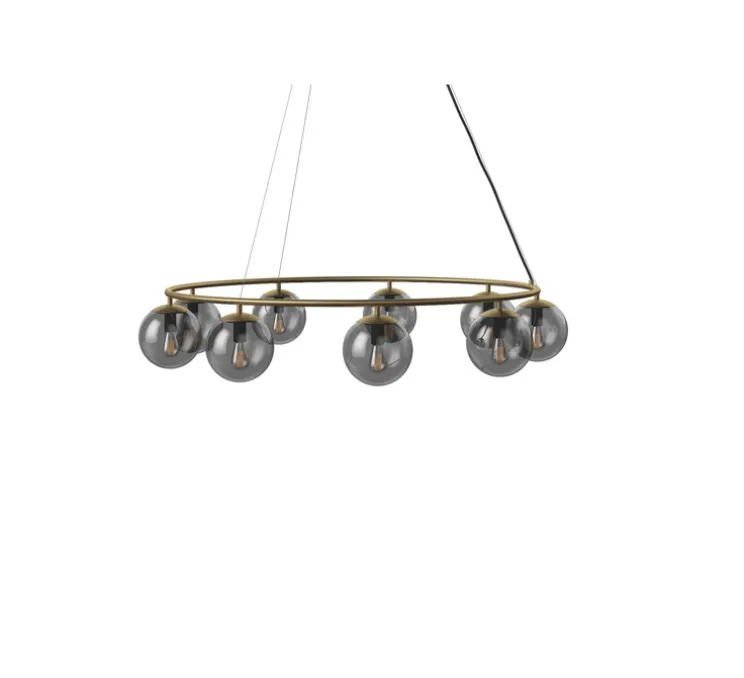 Lustre, Orb, gris fumé, laiton antique mat, Ø105cm, H18cm - Bolia