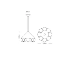 Lustre, Peak 8, Gris texturé, laiton, Ø30cm, H43cm - SkLO Studio