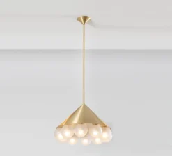 Suspension*SkLO Studio Lustre, Peak 10, , Ø51cm, H34cm - Transparent texturé, laiton