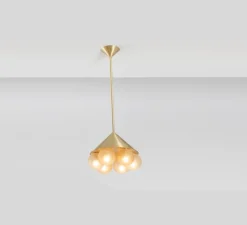 Suspension*SkLO Studio Lustre, Peak 6, , Ø35cm, H26cm - Whisky, laiton