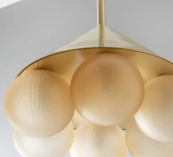 Suspension*SkLO Studio Lustre, Peak 6, , Ø35cm, H26cm - Whisky, laiton