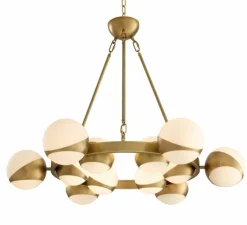 Suspension*Eichholtz Lustre, Piazetta, , Ø96cm, H73cm - laiton, blanc