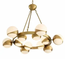 Suspension*Eichholtz Lustre, Piazetta, , Ø96cm, H73cm - laiton, blanc