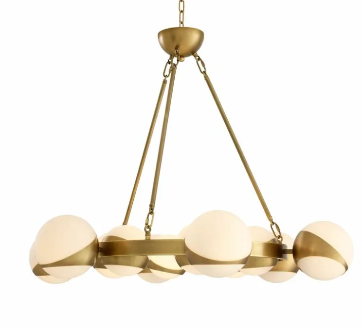 Lustre, Piazetta, laiton, blanc, Ø96cm, H73cm - Eichholtz