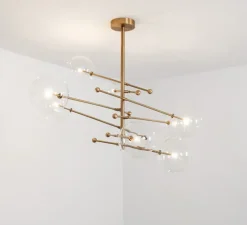 Lustre, Plafonnier, RD15, 8 bras, laiton bruni laqué, Ø200,3cm, H89,1-179,1cm - Schwung