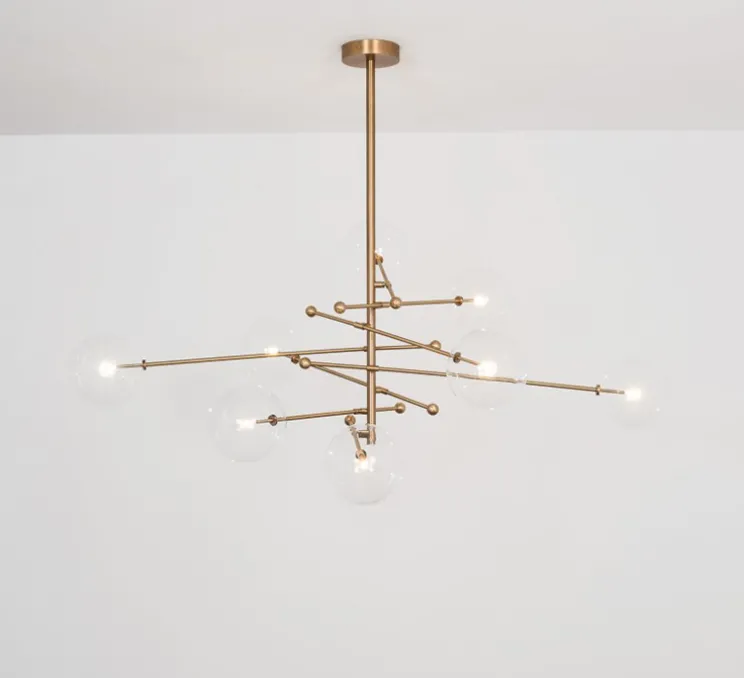 Lustre, Plafonnier, RD15, 8 bras, laiton bruni laqué, Ø200,3cm, H89,1-179,1cm - Schwung