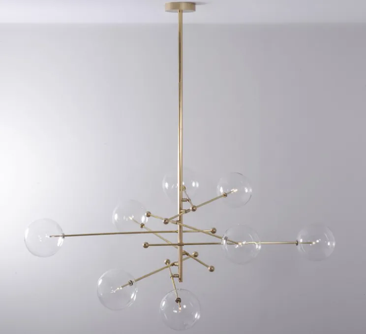 Lustre, Plafonnier, RD15, 8 bras, laiton bruni laqué, Ø200,3cm, H89,1-179,1cm - Schwung