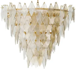 Lustre, Rhombus L, laiton antique, verre, Ø90cm, H73cm - Eichholtz