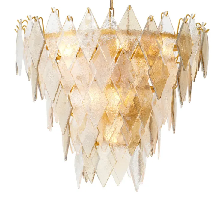 Lustre, Rhombus S, laiton antique, verre, Ø65cm, H55cm - Eichholtz