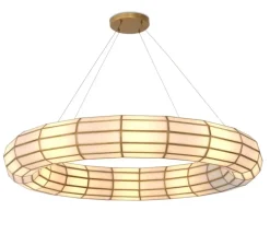 Lustre, Ronco, laiton antique, verre, Ø118cm, H18cm - Eichholtz