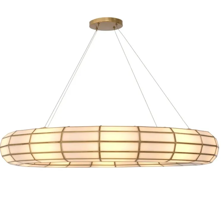 Lustre, Ronco, laiton antique, verre, Ø118cm, H18cm - Eichholtz