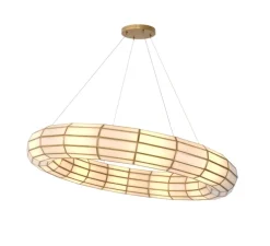 Lustre, Ronco, laiton antique, verre, Ø118cm, H18cm - Eichholtz