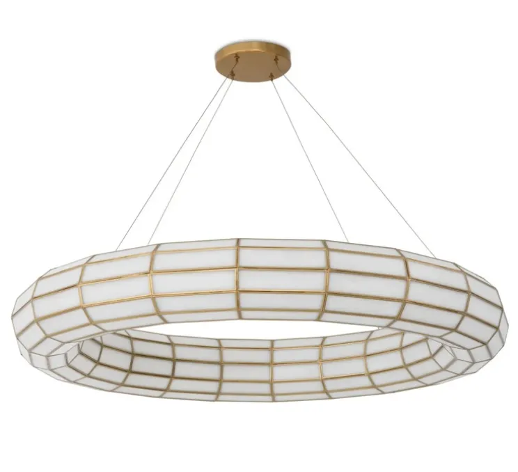 Lustre, Ronco, laiton antique, verre, Ø118cm, H18cm - Eichholtz