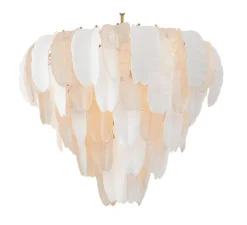 Suspension*Eichholtz Lustre, Saint Lucia L, , L81,5cm, H60cm - Verre texturé, blanc céramique