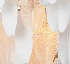 Suspension*Eichholtz Lustre, Saint Lucia L, , L81,5cm, H60cm - Verre texturé, blanc céramique