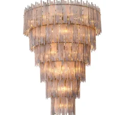 Suspension*Eichholtz Lustre, Saint Roch XXL, , Ø116cm, H153cm - verre fumé, laiton brossé