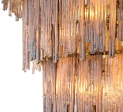 Suspension*Eichholtz Lustre, Saint Roch XXL, , Ø116cm, H153cm - verre fumé, laiton brossé