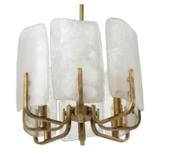 Lustre, Serrano, Verre, laiton vintage, L53cm, H42cm - Eichholtz