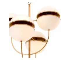 Lustre, Spiridon, laiton antique, verre opalin, Ø81cm, H107cm - Eichholtz