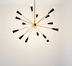 Suspension*Stilnovo Lustre, Sputnik, , Ø98,2cm, H210cm - noir et or