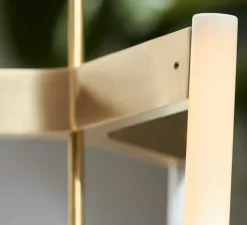 Lustre, Tube, blanc, laiton satiné, L32,6cm, H160cm - Anastassiades Studio