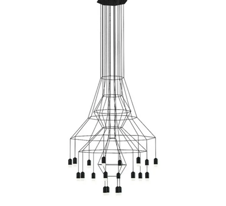 Lustre, Wireflow 0315, noir, LED, dim, DALI Push/ 1-10V, 2700K, 9805 lm, Ø120cm, H161cm - Vibia