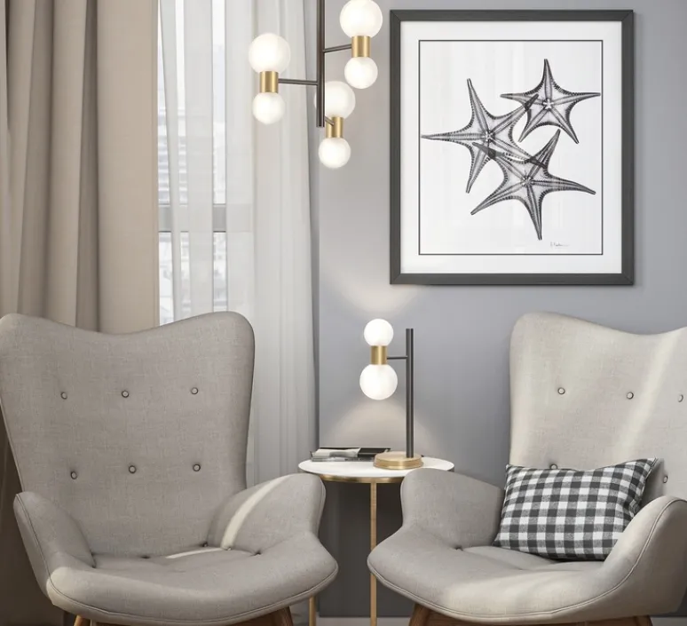 Suspension*Manufacture Lustre, Wool, , Ø26cm, H44cm - laiton satiné, graphite satiné