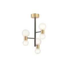 Suspension*Manufacture Lustre, Wool, , Ø26cm, H44cm - laiton satiné, graphite satiné